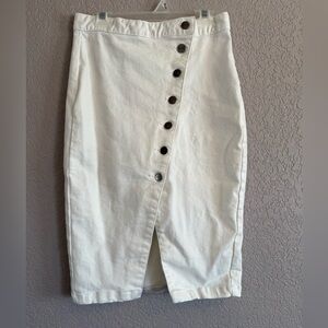 Chic White Button-Front Pencil Skirt